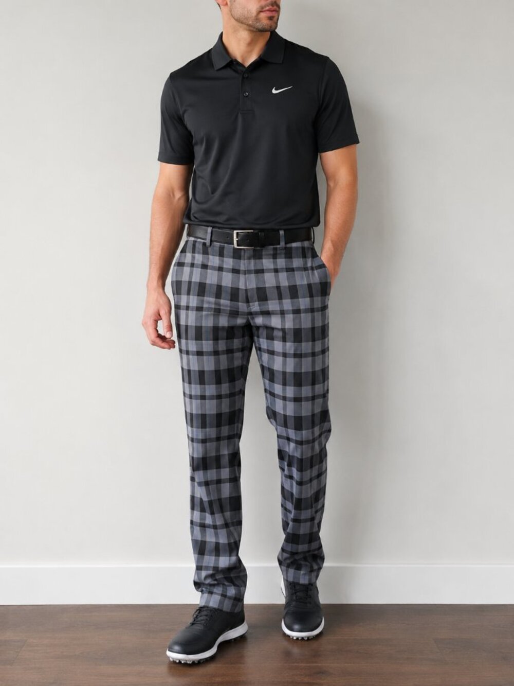 Nike Golf Tour Performance Dri-FIT Men’s Plaid Pants 35x32 Gray Blue